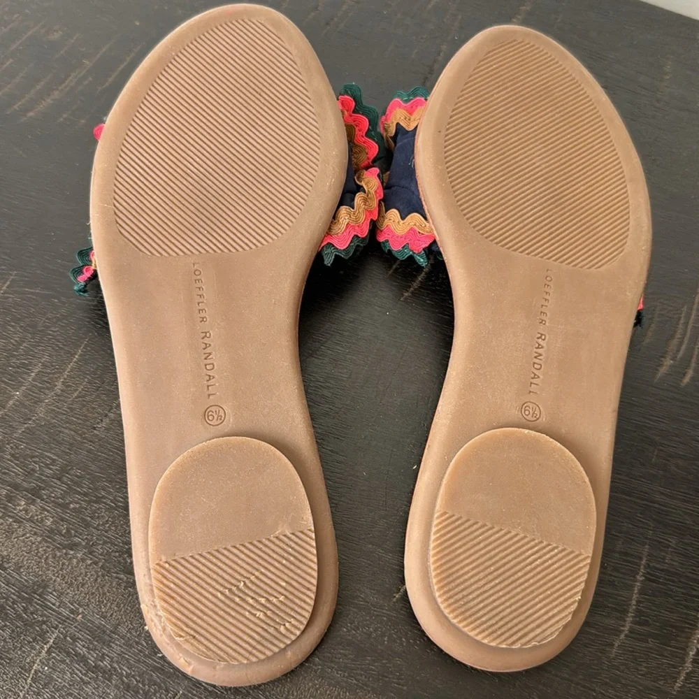 Loeffler Randall Birdie Suede Flat Ruffled Sandals Size 6.5
